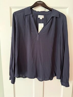 Velvet Navy Josey collar blouse XL
